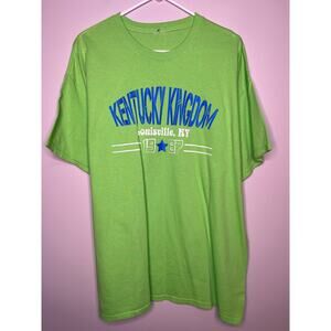 2000s Y2K Lime Green Kentucky Kingdom Louisville Theme Park Destination Shirt XL